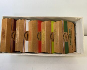 coffret 5 boites de sardines ouvert