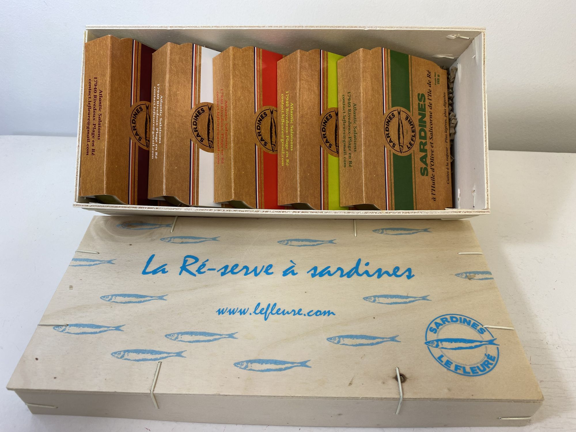 coffret 5 boites de sardines