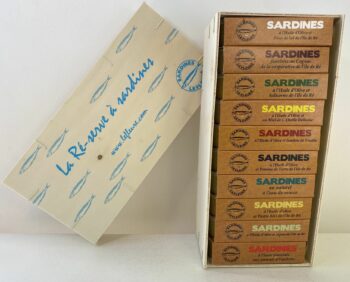 coffret en bois 10 boites sardines