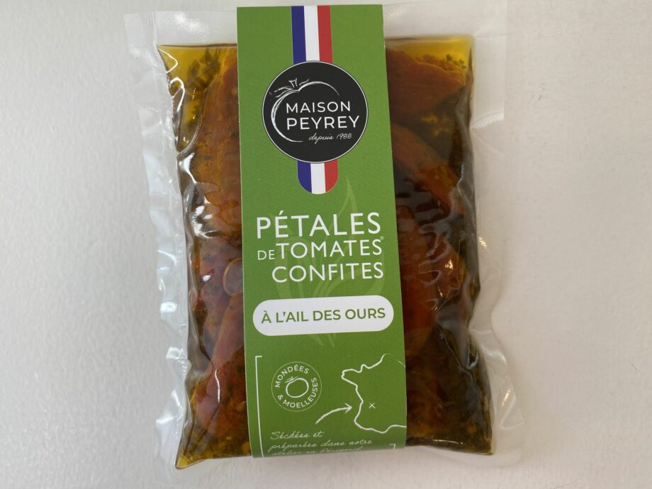 petales de tomates confites a l ail des ours
